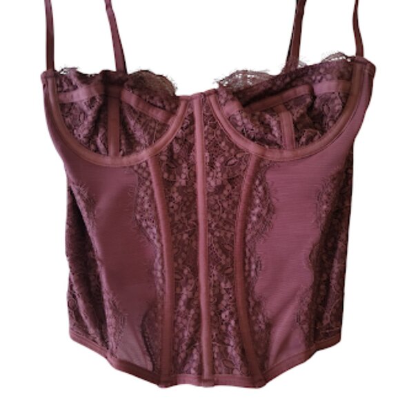 OUT FROM UNDER | Modern Love Chocolate Brown Lace Mesh Sweetheart Corset Urban S - Picture 2 of 15